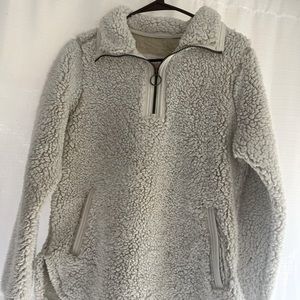 Cozy Sherpa Quarter Zip in White, Size S